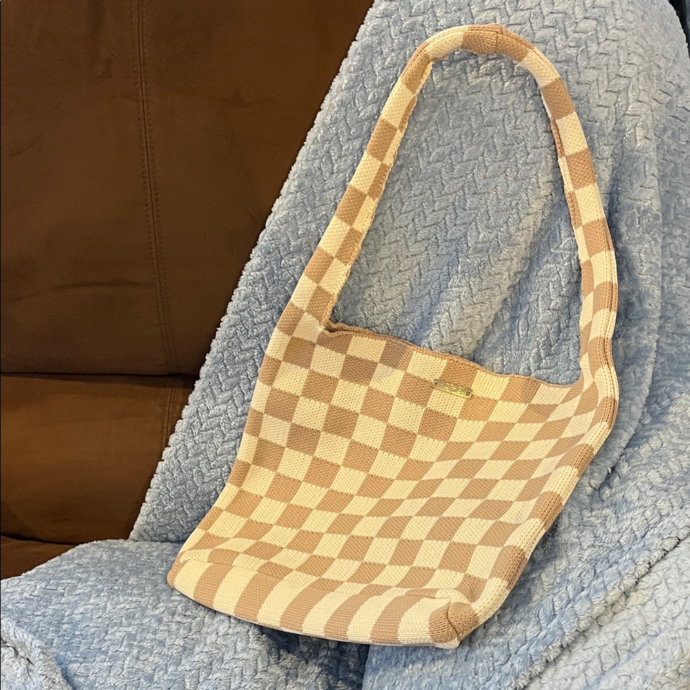 Checkered Tan and Cream Women's Bag